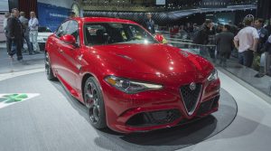 Los Angeles, USA - November 18, 2015: Alfa Romeo Giulia on display during the 2015 Los Angeles Auto Show.