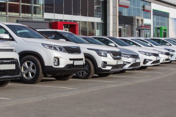 Cars For Sale Stock Lot Row. Car Dealer Inventory