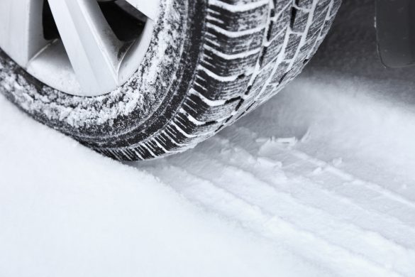 Winter tire in the snow.