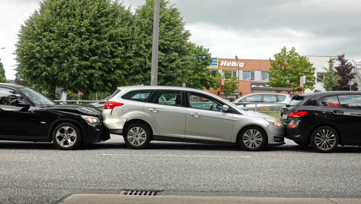 Hamburg, Germany Jun 27. 2025: Rear-end collision in the outskirts of Hamburg involving three vehicles
