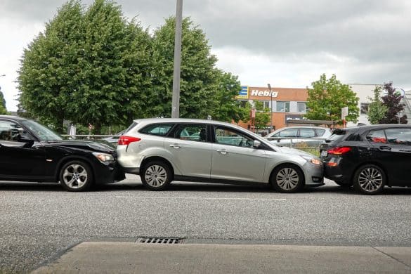 Hamburg, Germany Jun 27. 2025: Rear-end collision in the outskirts of Hamburg involving three vehicles